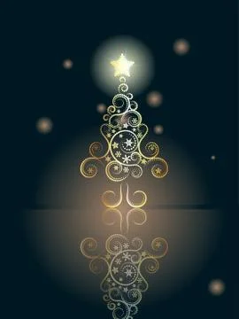 Card with Decorative Christmas Tree Ilustração Stock