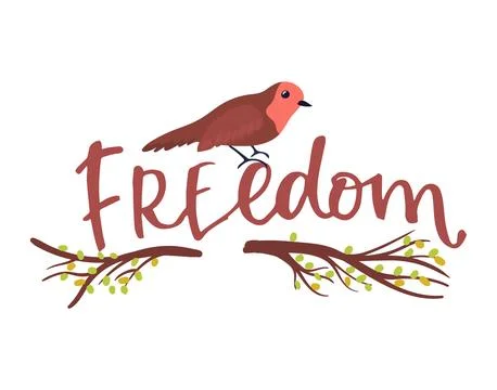 Card design with bird quote text vector illustration. Decorative holiday cute Stock Illustration