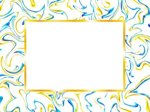 Card design with marble pattern and gold frame. Ilustración de archivo