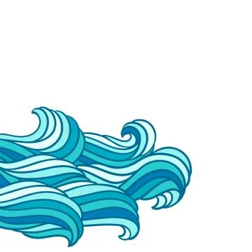 Card design with waves. Background with sea, river or water texture. Stock Illustration