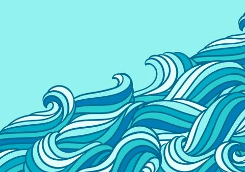 Card design with waves. Background with sea, river or water texture. Stock Illustration