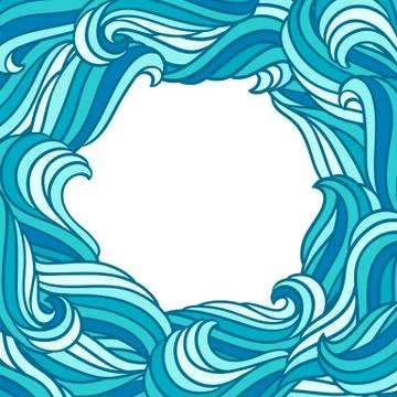 Card design with waves. Background with sea, river or water texture. Stock Illustration