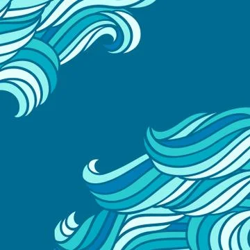 Card design with waves. Background with sea, river or water texture. Stock Illustration