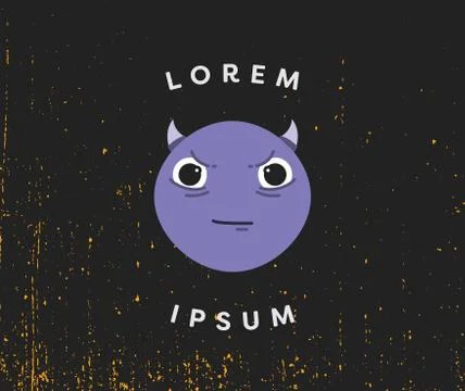 Card with devil emoji and text lorem ipsum Illustrazione stock