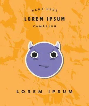 Card with devil emoji and text lorem ipsum Illustrazione stock