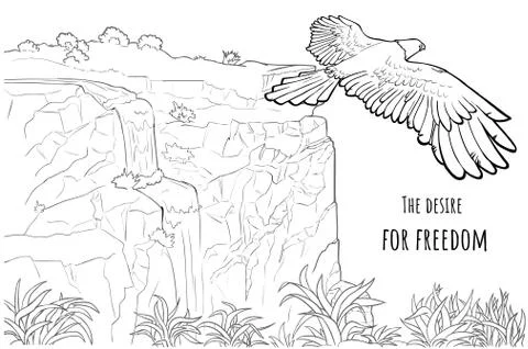 Card Eagle with text - The desire for freedom Stock Illustration