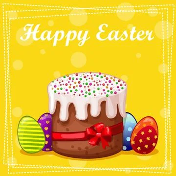 Card Easter cake and eggs Stock Illustration