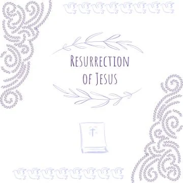 Card Easter - frame Resurrection Of Jesus - curl and dove Stock Illustration