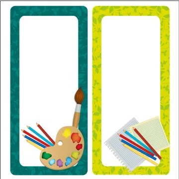 Card with elements of school over floral background, vector illustration イラスト素材