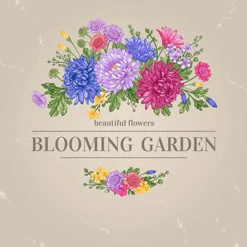 Card with flowers. Illustrazione stock