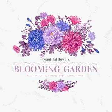 Card with flowers. Illustrazione stock