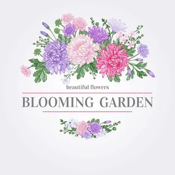 Card with flowers. Illustrazione stock