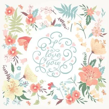 Card with flowers. Illustrazione stock