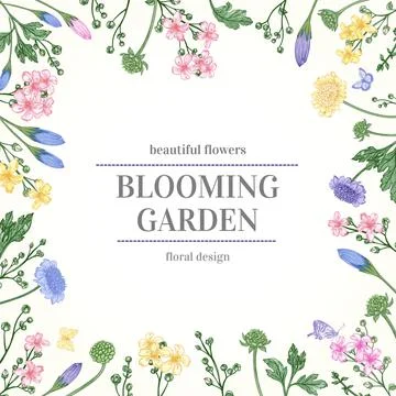 Card with flowers. Illustrazione stock