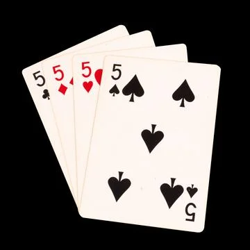 Card gambling 5 five four isolated on white background Stock Photos
