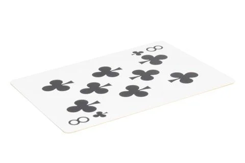 Card gambling on white game luck eight clubs Stock Photos