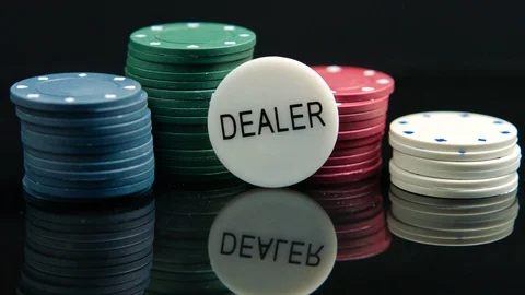 Card game and winning chips on the black background Stock Footage 94066551