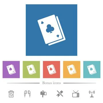 Card game solid flat white icons in square backgrounds 库存插图