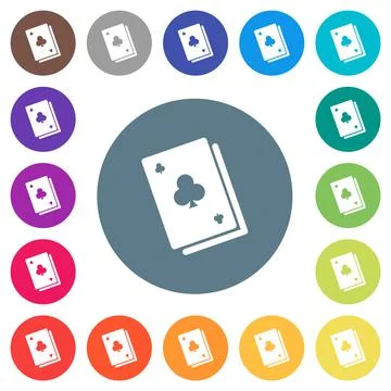 Card game solid flat white icons on round color backgrounds Stock Illustration