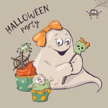Card of ghost characters emoticons isolated. Vector illustration Stock-Illustration