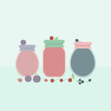 Card with glass jars of jam. Vector illustration Illustrazione stock