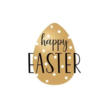 Card with golden Easter egg and handwritten inscription Happy Ea Stock Illustration