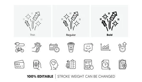 Card, Graph and Search document line icons. For web app, printing. Line icons Illustrazione stock