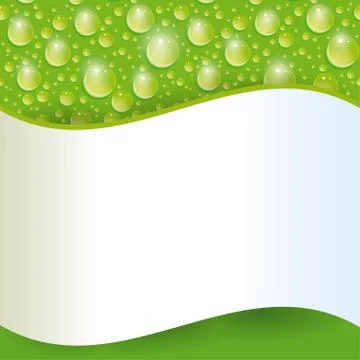 Card with green water drop. Vector Stock Illustration