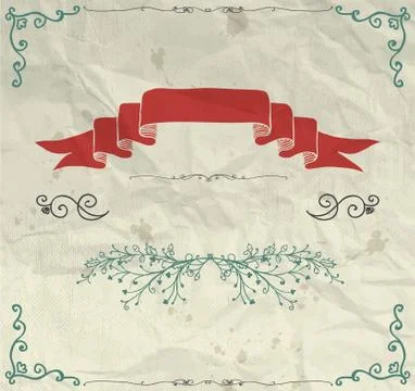 Card with Hand Sketched Elements on Crumpled Paper イラスト素材