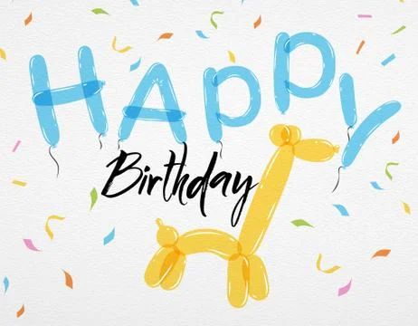 Card Happy Birthday balloons giraffe Stock Illustration