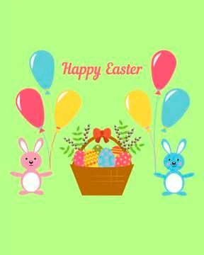 Card for Happy Easter in the Flat Stile Stock Illustration