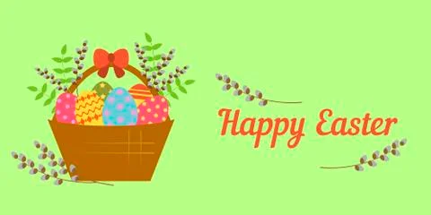 Card for Happy Easter in the Flat Stile Stock Illustration