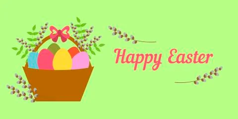Card for Happy Easter in the Flat Stile Illustrazione stock
