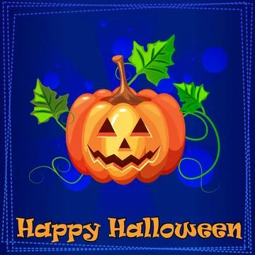 Card Happy Halloween with pumpkin Stock Illustration