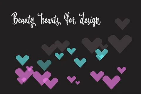 Card with hearts on a black background. Vector illustration. Stock Illustration