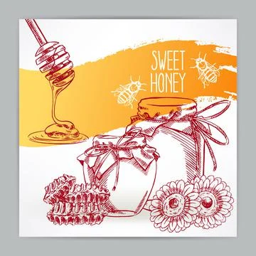 Card with honey - 2 Stock Illustration