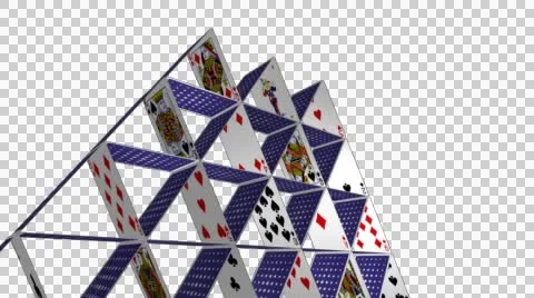 Card House - Spinning Loop - 04 - Alpha Channel - 25 fps Stock Footage 41430234