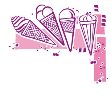 Card with ice cream Stock Illustration