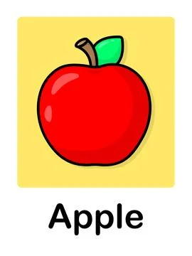 Card with the image of a red apple and lettering Stock Illustration