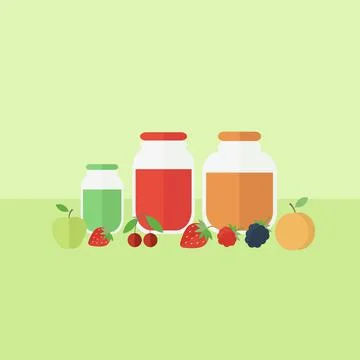 Card with jars of jam in flat style Illustrazione stock