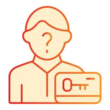 Card key and anonymous flat icon. Man and plastic key orange icons in trendy Stock Illustration