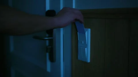 Card key. Electronic key. Electronic room key. Electronic key security. Access Stock Footage 270404176