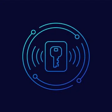 Card key, electronic pass icon, linear design Stock Illustration