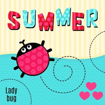 Card ladybug red vector illustration. Stock Illustration