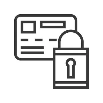 Card with lock vector, Online shopping line style icon editable outline Stock Illustration