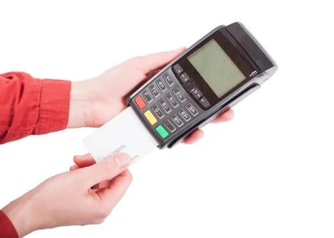 Card machine with inserted card Stock Photos