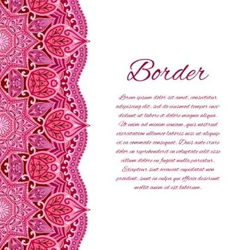 Card with mandala border. Card or invitation. Red Wedding. Geometric circle e Stock Illustration