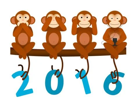 Card with Monkey for New Year 2016 Stock Illustration