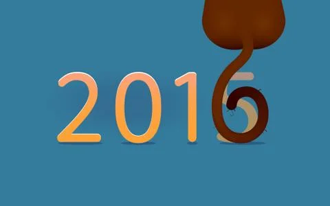 Card with Monkey for New Year 2016 Illustrazione stock