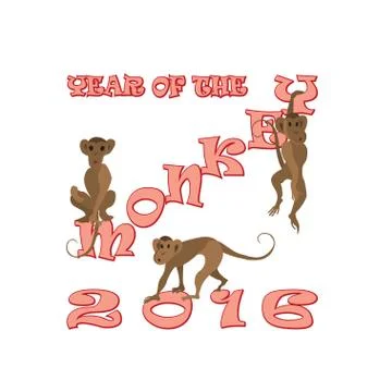 Card with monkeys. Stock Illustration